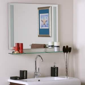 32 in. W x 24 in. H Frameless Rectangular Bathroom Vanity Mirror in Silver