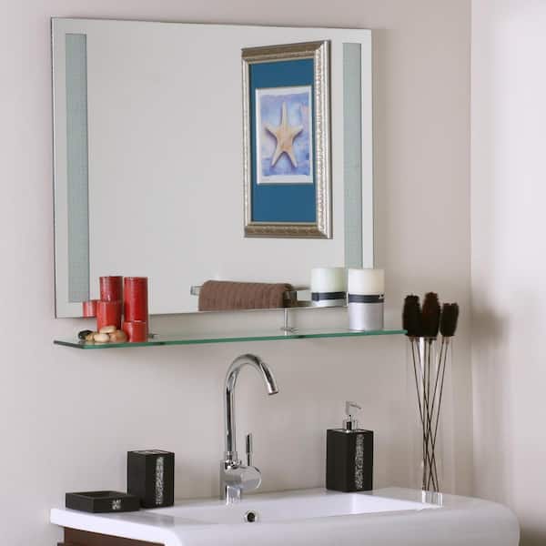 Decor Wonderland 32 in. W x 24 in. H Frameless Rectangular Bathroom Vanity Mirror in Silver