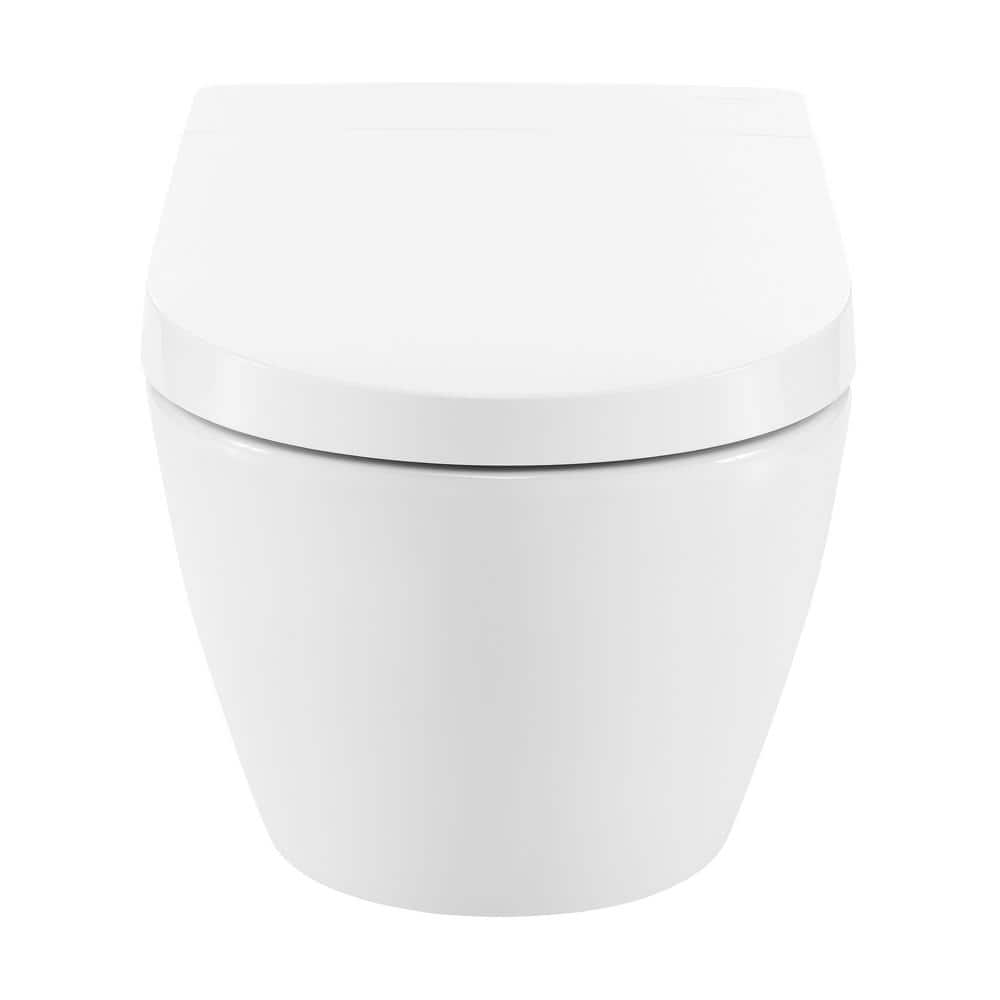 Hugo White Glossy Wall-Hung Elongated Smart Toilet with Bidet