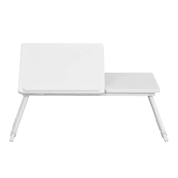 Spaco 25.5 in. Rectangle White Wood Foldable Laptop Desk with Mobile Portable Folding