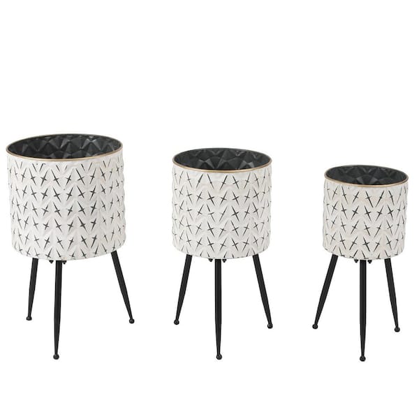 LuxenHome 3 Piece Standing Metal Round Planters WHPL1065 - The Home Depot