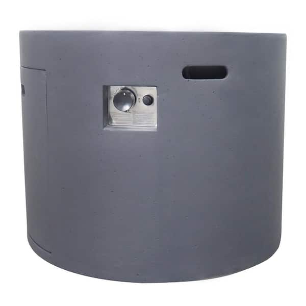 31 in. 40,000-BTU Round MGO Concrete  Outdoor Patio Fire Pit Table in Light Gray