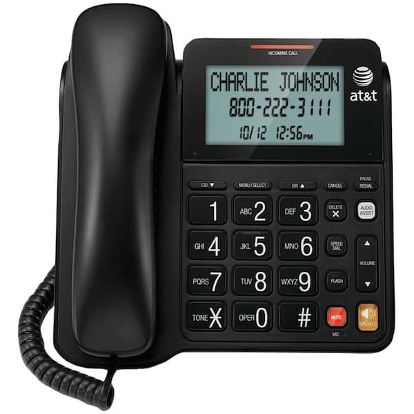 AT&T 2 Line Speakerphone Corded Telephone Caller ID Handset Compatible Caller ID 