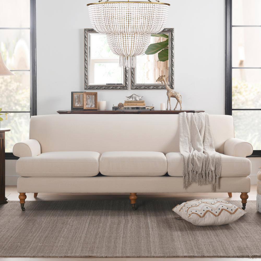 Alana Lawson 88'' Sky Neutral Velvet Upholstered Sofa