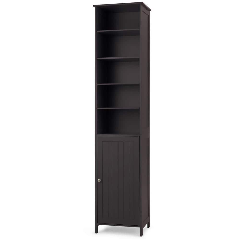 Compact 72'' Brown Free-Standing Bathroom Storage Cabinet with Adjustable Shelves