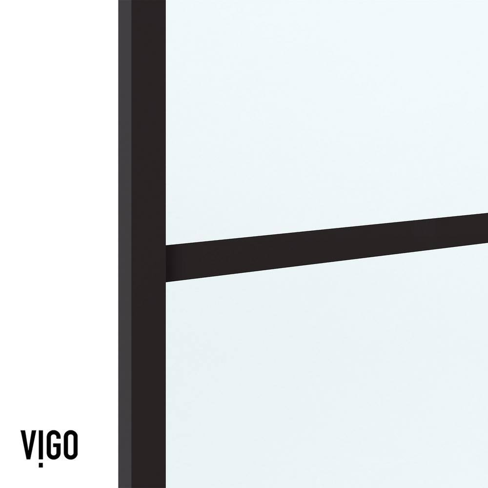 Meridian 60" Matte Black and Clear Grid Glass Shower Door