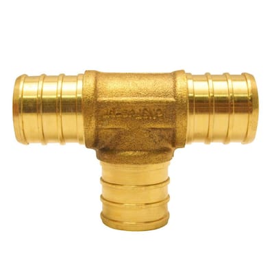 x 3/4 in Dia x 1/2 in Dia PEX To PEX To PEX Brass Tee Qest 3/4 in Dia x 3/4 in Dia x 1/2 in Dia PEX To PEX To PEX Brass Tee Qest 3/4 in Dia