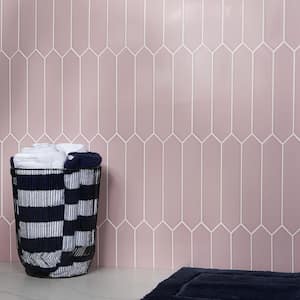 Axis Pink 2.6 in. x 13 in. Polished Picket Ceramic Wall Tile Sample
