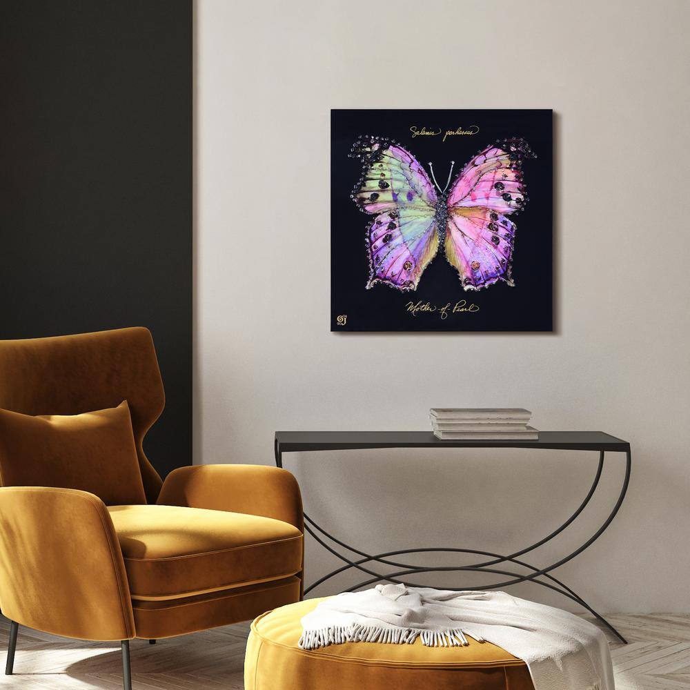 Pink Monarch Elegance 24" x 24" Epoxy Coated Butterfly Canvas Wall Art