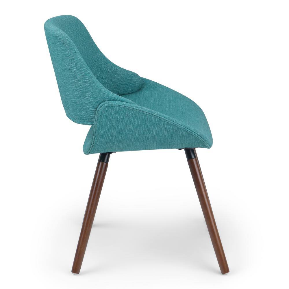 Turquoise Blue Upholstered Bentwood Side Chair in Mid Century Style