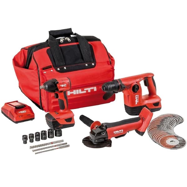 Hilti 18-Volt Lithium-Ion Cordless Cut-Off Tool/Impact Wrench/Rotary Hammer Drill Combo Kit (3-Tool)
