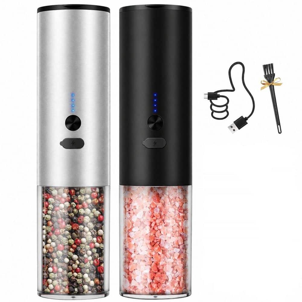 6 oz Electric Salt and Pepper Grinder Set with Adjustable Coarseness and LED Light, Black and Silver price history on PriceWatchPro