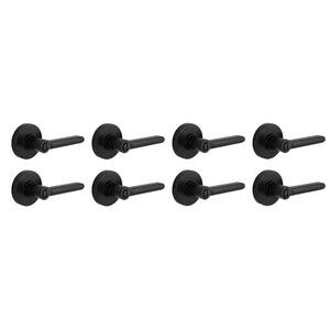 Tonebridge Matte Black Bed/Bath Door Lever with Round Rose 8-Pack