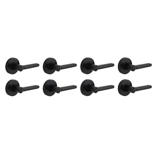Defiant Tonebridge Matte Black Bed/Bath Door Lever with Round Rose 8-Pack