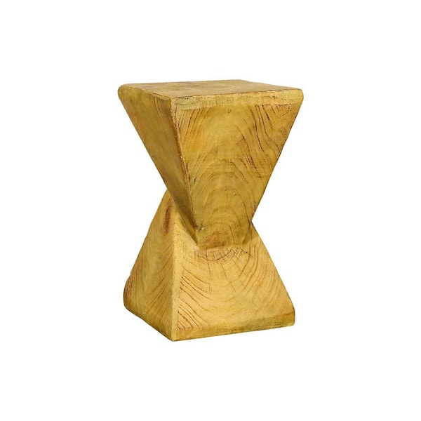 19.6 in. Concrete Outdoor Side Table Statues, Faux Wood Stump Stool and Plant Stand for Garden Yard, Lawn, House, Office