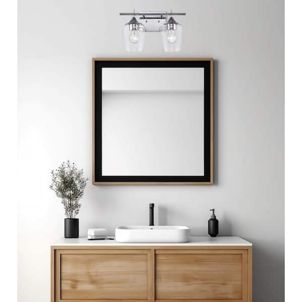 Kieran 13.75 in. 2-Light Polished Chrome Bathroom Vanity Light Fixture with Clear Glass Shades