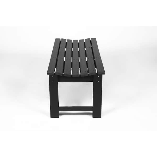 Backless HDPE Adirondack Bench with Wood Texture, Poly Lumber Seat for Patio, Backyard, Balcony