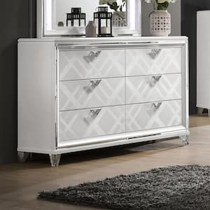 Rusconi 6-Drawer White Dresser (41 in. H x 64.38 in. W x 17.75 in. D)
