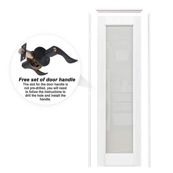 24 in. x 80 in. 1-Lite Frosted Glass Right White Solid Core MDF Single Interior Door with Separated Jamb & Lever