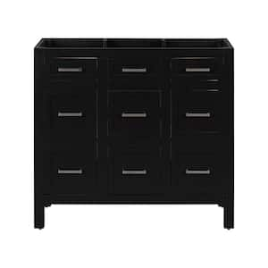 36 in. W x 18 in. D x 33 in. H Bath Vanity Cabinet without Top in Black, Vanity Storage with 4 Drawers and 2Doors