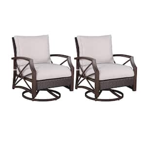 Aluminum Outdoor Rocking Chair Swivel Chair with Light Gray Cushions (2-Pack)