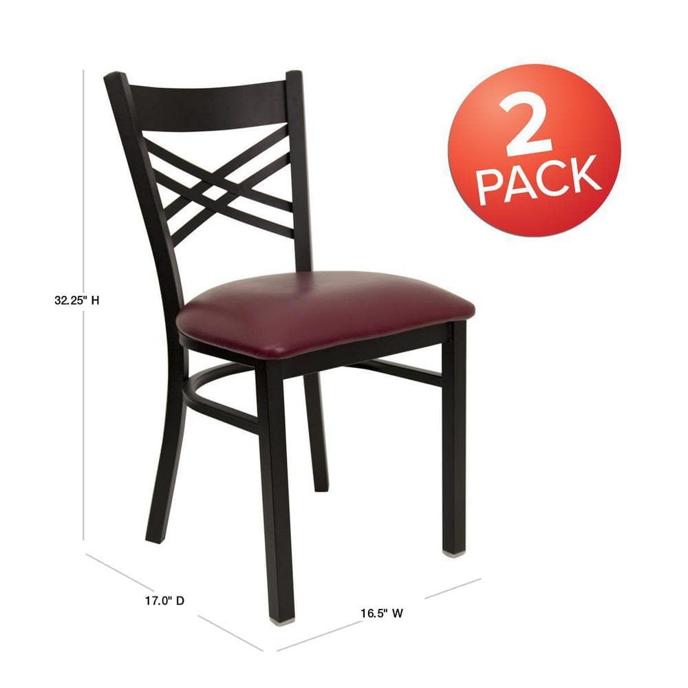 Hercules Series 17'' Red and Black Metal Cross Back Side Chair