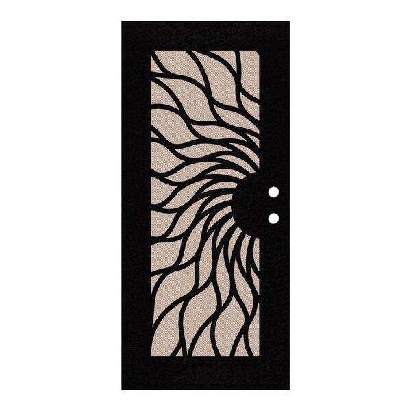 Unique Home Designs 30 in. x 80 in. Sunfire Black Right-Hand Surface Mount Aluminum Security Door with Desert Sand Perforated Metal Screen