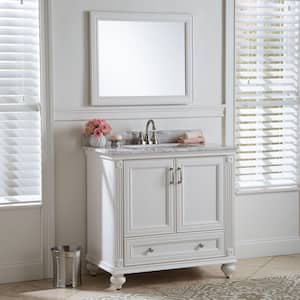 37 in. W x 22 in. D Stone Effects Vanity Top in Winter Mist with White Sink