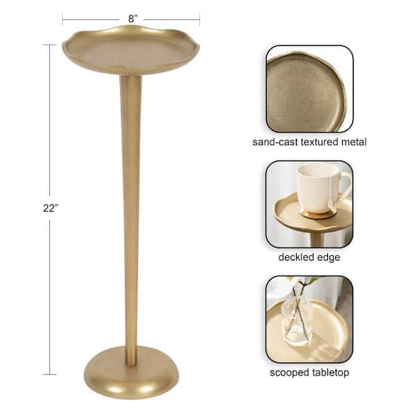 Kate and Laurel Alessia 8.00 in. Gold Round Metal Modern End