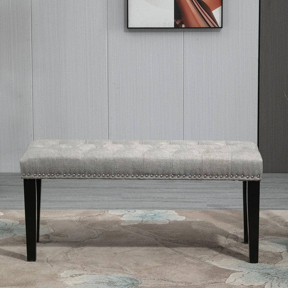 Maypex 38 in. Beige Upholstered Bench 300253-02-BG - The Home Depot