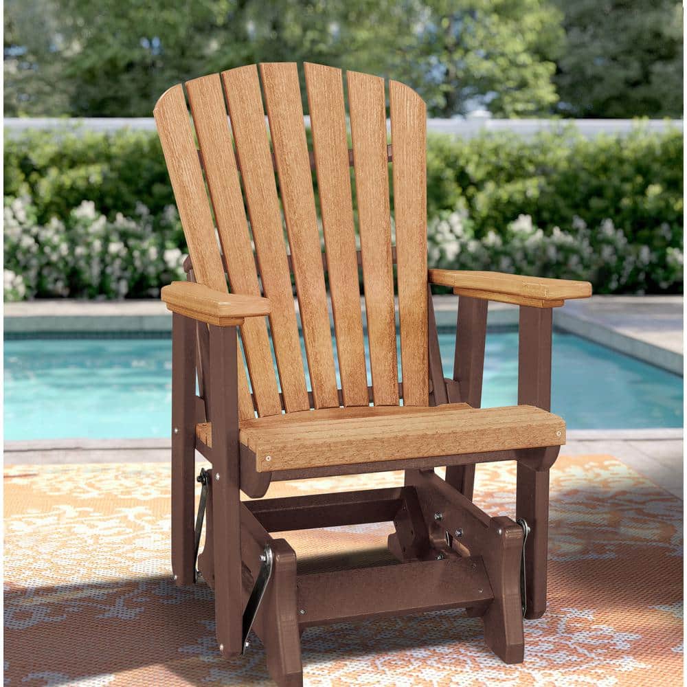 Cedar and Tudor Brown Recycled Poly Resin Outdoor Glider Chair