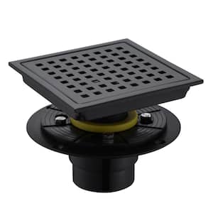 6 in. x 6 in. Stainless Steel Square Shower Drain in Matte Black