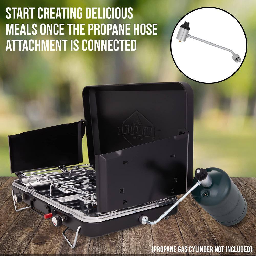 Black Portable Propane Gas 2-Burner Camping Stove