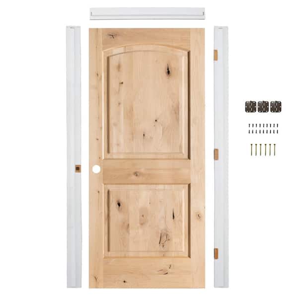Krosswood Doors DIY RTA 28 in. x 80 in. Arch Top Solid Core Knotty Alder Wood Right-Hand Insulating Stainable Single Interior Door