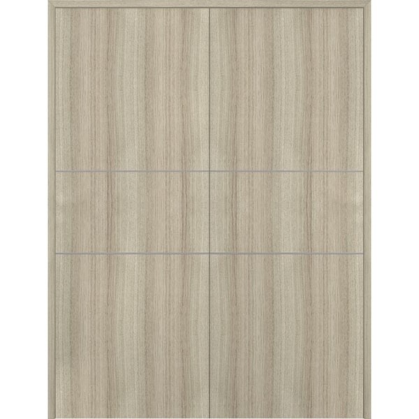 Belldinni Viola 2H 60 in. x 79.375 in. Both Active Shambor Flush Solid Manufactured Wood Standard Double Prehung Interior Door