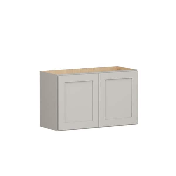 SIMPLY WOODMARK PRO Shaker Full Overlay 30 in. W x 12 in. D x 18 in. H Plywood Assembled Wall Kitchen Cabinet in Stone Gray