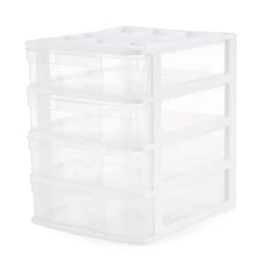 Desktop and Countertop 4 Drawer Storage Bin with Organizer Lid