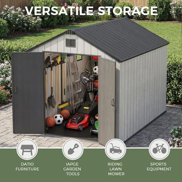 Epicpoplar 8 ft. W x 10 ft. D Resin Outdoor Storage Shed with