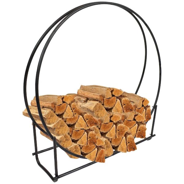 Sunnydaze Black Iron Log Hoop Rack - 40 in. (1 m)