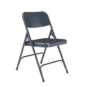 200 Series Blue Premium All-Steel Double Hinge Folding Chair (4-Pack)