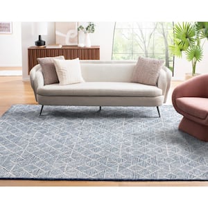 Abstract Blue/Ivory 8 ft. x 8 ft. Diamond Geometric Square Area Rug