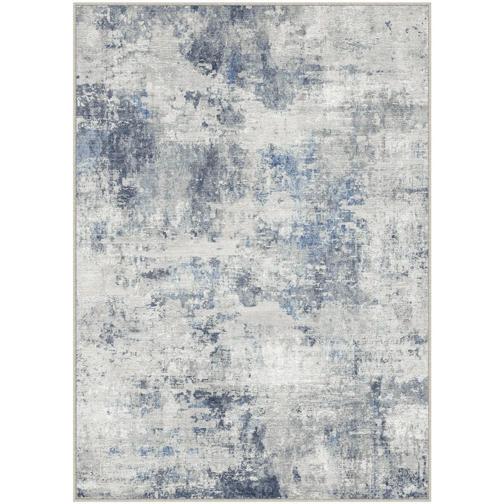 Rosemary Blue/Gray 9 ft. x 12 ft. Washable Modern Abstract Area Rug price history on PriceWatchPro