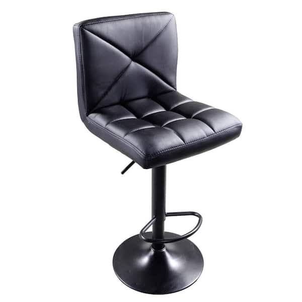 Winado 45 in. Height Adjustable Black Iron 32.5" Bar Stool with PU Leather Seat (Set of 2)
