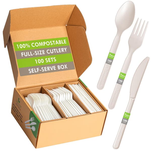 100 Count] Clear Plastic Knives Heavy Duty, Disposable Steak