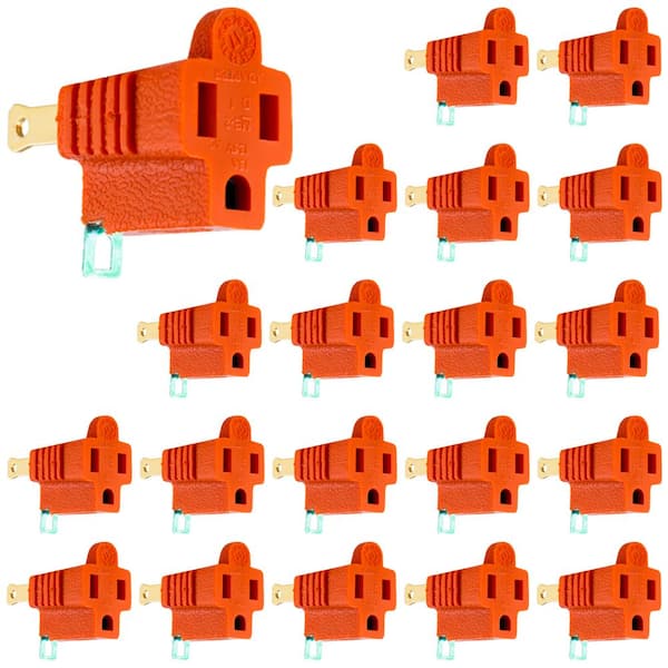 GE Polarized Grounding 2Prong Adapter, Orange, (20Pack) 46851 The