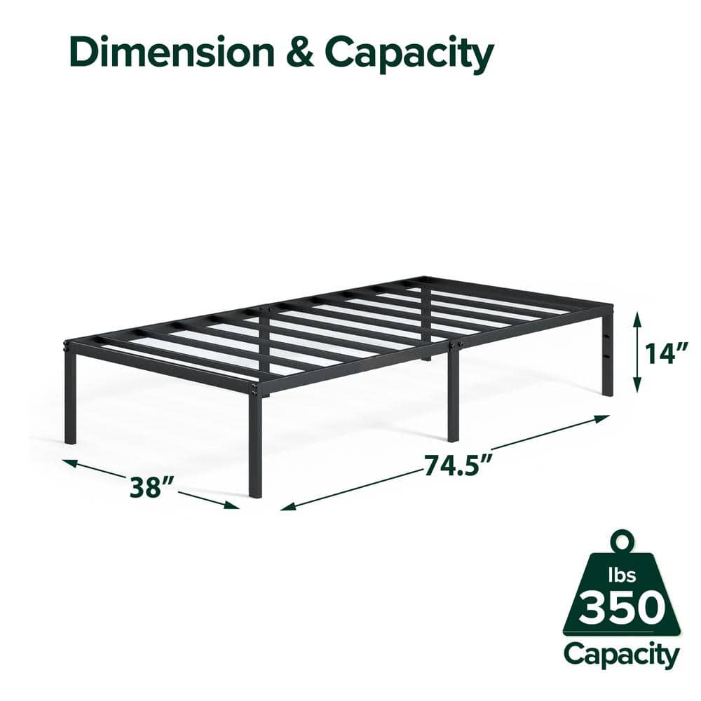 Classic 14 in. Black Metal Queen Platform Bed Frame - thumbnail 2