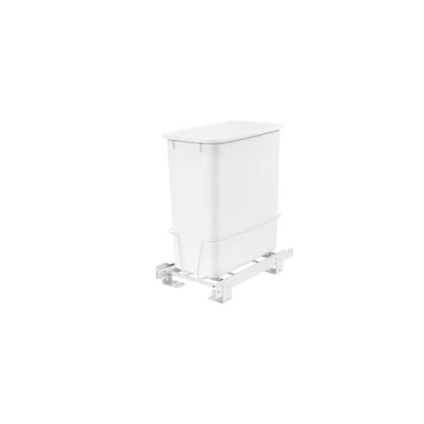Rev-A-Shelf 16.62 in. H x 8.5 in. W x 14.62 in. D Single 20 Qt. Pull-Out White Waste Container with Adjustable Frame