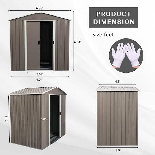 Unbranded - 6 ft. x 5 ft. Gray Outdoor Metal Garden Storage Shed for Garden, Lawn (30 sq. ft.)