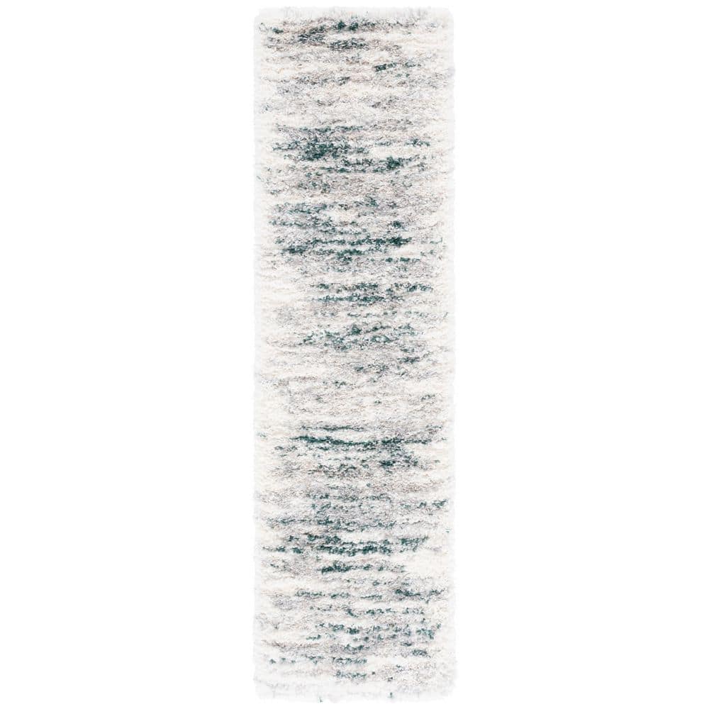 Fontana Shag 2 ft. x 8 ft. Ivory/Green Distressed Striped Runner Rug price history on PriceWatchPro
