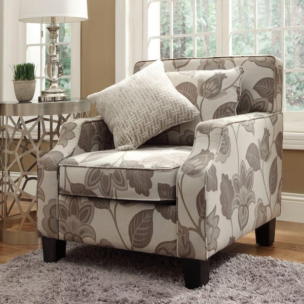 HomeSullivan Florence Grey Floral Fabric Arm Chair